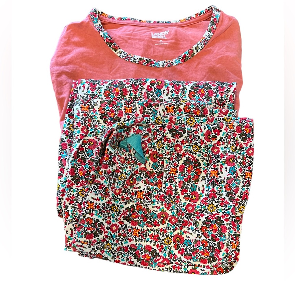 Lands End Pajamas Long Sleeve Paisley Jersey BRAND NEW Elastic Drawstring Pant